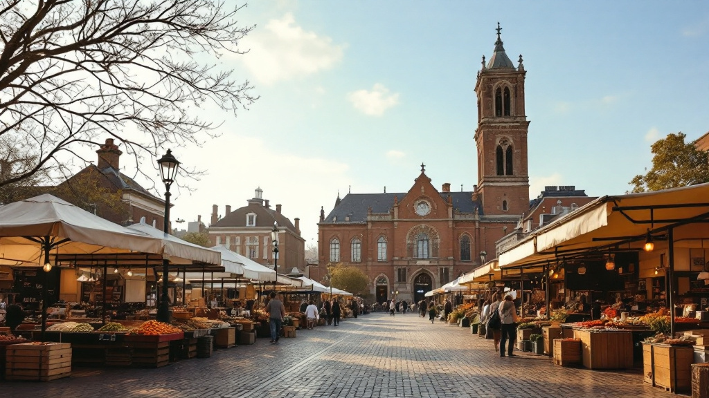 Sfeerbeeld: marktplein in de ochtend